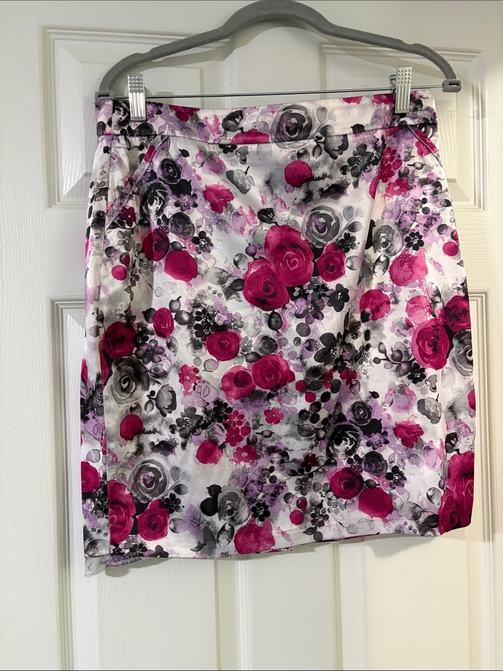 Floral Pink and Gray Women's Pencil Skirt